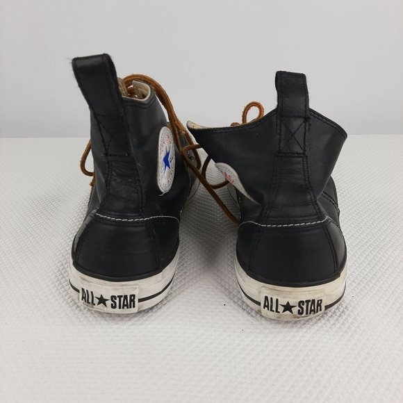 Converse Chuck Taylor Classic Boot High Black Leather Mens Size 10 Moc Toe - Picture 5 of 7